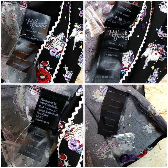 Hell Bunny Skirt Women XL Black Unicorn Rainbow 60s Mod Retro Kidcore Kawaii NWT - Picture 13 of 15